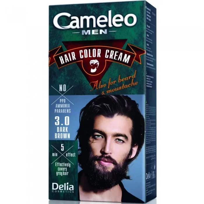 Крем-фарба для чоловіків для волосся, бороди та вус Delia Cameleo Men 3.0 Темно-коричнева, 30мл